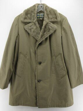 VTG Maine GuideJacket 40 Congress Cold Cheater Overcoat Faux Fur Lined